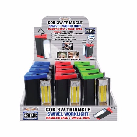 3W Triangle 240 Lm Assorted LED COB Flashlight AA Battery